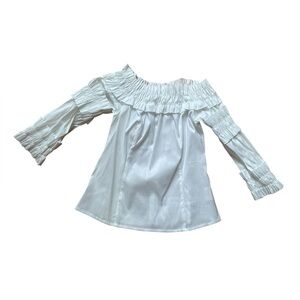 Off the shoulder white ruffle design blouse